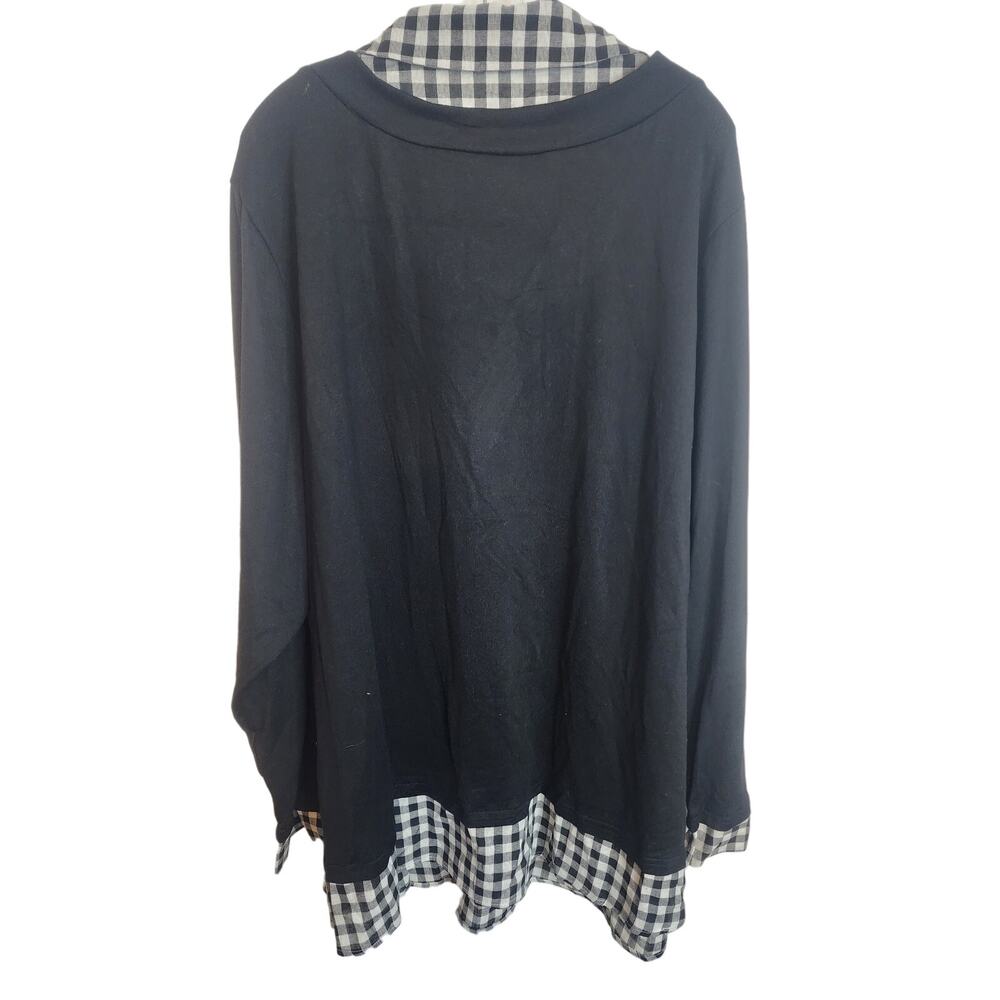 BloomChic Plaid Patchwork Shirt Collar Curved Hem… - image 6